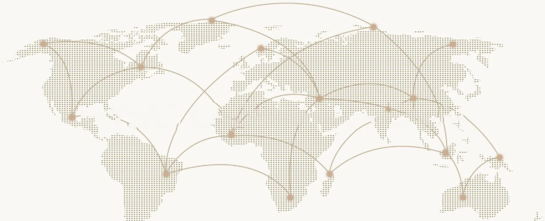 A dotted world map with arcs linking the markets MYCHA plans to open